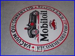 Vintage Mobil Mobiloil Race Car 11 3/4 Porcelain Metal Vacuum Gargoyle Gas Sign