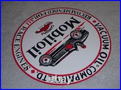 Vintage Mobil Mobiloil Race Car 11 3/4 Porcelain Metal Vacuum Gargoyle Gas Sign