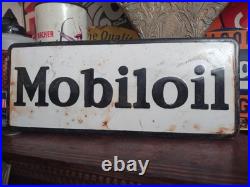Vintage Mobil Porcelain Sign Old 10 Mobiloil Car Auto Oil Gas Service Station