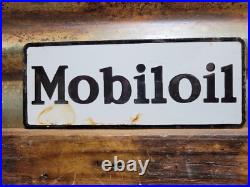 Vintage Mobil Porcelain Sign Old 10 Mobiloil Car Auto Oil Gas Service Station