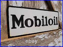 Vintage Mobil Porcelain Sign Old 10 Mobiloil Car Auto Oil Gas Service Station