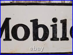 Vintage Mobil Porcelain Sign Old 10 Mobiloil Car Auto Oil Gas Service Station