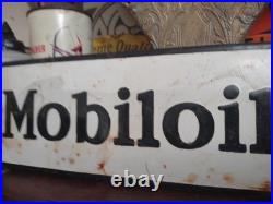 Vintage Mobil Porcelain Sign Old 10 Mobiloil Car Auto Oil Gas Service Station