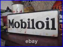 Vintage Mobil Porcelain Sign Old 10 Mobiloil Car Auto Oil Gas Service Station