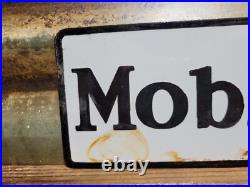 Vintage Mobil Porcelain Sign Old 10 Mobiloil Car Auto Oil Gas Service Station