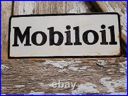 Vintage Mobil Porcelain Sign Old 10 Mobiloil Car Auto Oil Gas Service Station