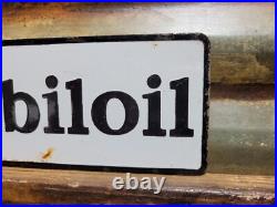 Vintage Mobil Porcelain Sign Old 10 Mobiloil Car Auto Oil Gas Service Station