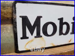 Vintage Mobil Porcelain Sign Old 10 Mobiloil Car Auto Oil Gas Service Station
