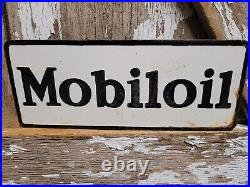 Vintage Mobil Porcelain Sign Old 10 Mobiloil Car Auto Oil Gas Service Station