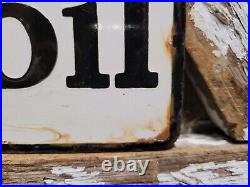 Vintage Mobil Porcelain Sign Old 10 Mobiloil Car Auto Oil Gas Service Station