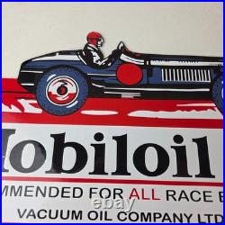 Vintage Mobil Sign Old Race Car Service Gas Pump Service Porcelain Sign