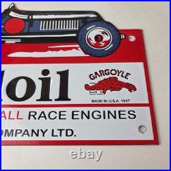 Vintage Mobil Sign Old Race Car Service Gas Pump Service Porcelain Sign