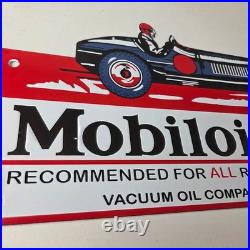 Vintage Mobil Sign Old Race Car Service Gas Pump Service Porcelain Sign