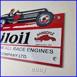 Vintage Mobil Sign Old Race Car Service Gas Pump Service Porcelain Sign