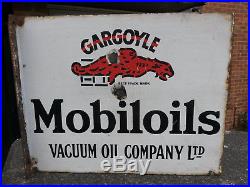 Vintage Mobile Oil Vacuum Oil Company Gargoyle Old Porcelain Enamel Sign Rare