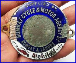 Vintage Mobiloil Copper Enamel Badge Sign Bomby Cycle & Motor Agency Advertising