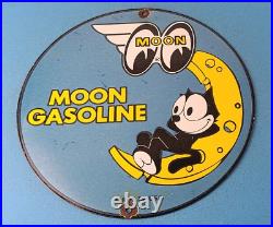 Vintage Moon Eyes Automobile Porcelain Gas Speed Equip Service Pump Felix Sign