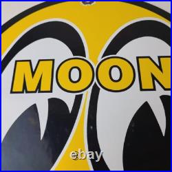 Vintage Moon Eyes Sign Speed Equipment Auto Racing Porcelain Gas Pump Sign