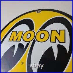 Vintage Moon Eyes Sign Speed Equipment Auto Racing Porcelain Gas Pump Sign