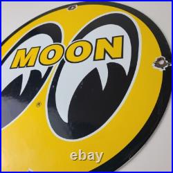 Vintage Moon Eyes Sign Speed Equipment Auto Racing Porcelain Gas Pump Sign
