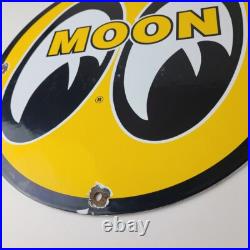 Vintage Moon Eyes Sign Speed Equipment Auto Racing Porcelain Gas Pump Sign