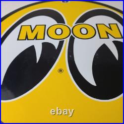 Vintage Moon Eyes Sign Speed Equipment Auto Racing Porcelain Gas Pump Sign