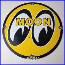 Vintage Moon Eyes Sign Speed Equipment Auto Racing Porcelain Gas Pump Sign