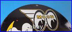 Vintage Moon Eyes Sign Speed Equipment Casper Auto Porcelain Gas Pump Sign