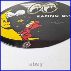 Vintage Moon Eyes Sign Speed Equipment Casper Auto Porcelain Gas Pump Sign