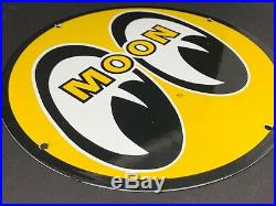 Vintage Moon Eyes Speed Equipment 12 Porcelain Metal Gas & Oil Racing Car Sign