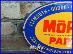 Vintage Mopar Parts Chrysler Dodge Porcelain Dealership Dealer Sign 12 X 8