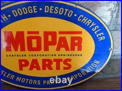 Vintage Mopar Parts Chrysler Dodge Porcelain Dealership Dealer Sign 12 X 8