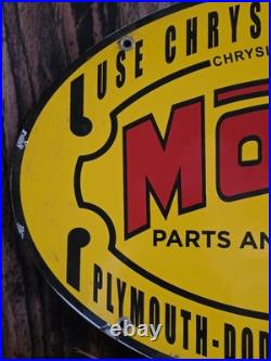 Vintage Mopar Parts & Service Chrysler Porcelain Dealer Sign 16.5 X 11