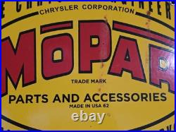 Vintage Mopar Parts & Service Chrysler Porcelain Dealer Sign 16.5 X 11
