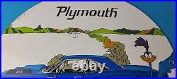 Vintage Mopar Plymouth Porcelain Sign Gas Pump Road Runner Auto Shop Sign