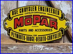 Vintage Mopar Porcelain Sign Old Car Auto Dealer Dodge Chrysler Desoto Plymouth