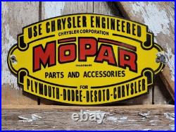 Vintage Mopar Porcelain Sign Old Car Auto Dealer Dodge Chrysler Desoto Plymouth