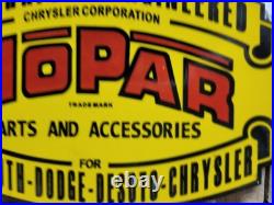 Vintage Mopar Porcelain Sign Old Car Auto Dealer Dodge Chrysler Desoto Plymouth
