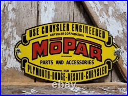Vintage Mopar Porcelain Sign Old Car Auto Dealer Dodge Chrysler Desoto Plymouth