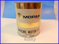 Vintage Mopar Supreme Motor Oil 1 Gallon Full Metal Can Rare HTF Car NOS Auto