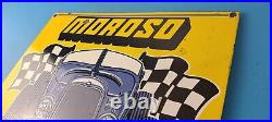 Vintage Moroso Sign Automobile Hot Rod Gasoline Service Pump Porcelain Sign