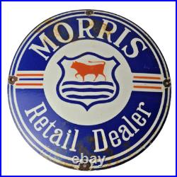 Vintage Morris Retail Dealer Sign Porcelain Automobiles Gas Oil Pump Sign