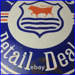 Vintage Morris Retail Dealer Sign Porcelain Automobiles Gas Oil Pump Sign