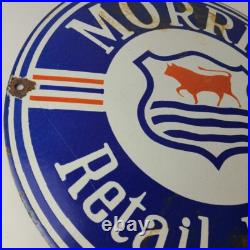 Vintage Morris Retail Dealer Sign Porcelain Automobiles Gas Oil Pump Sign