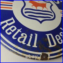 Vintage Morris Retail Dealer Sign Porcelain Automobiles Gas Oil Pump Sign