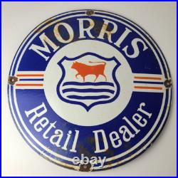 Vintage Morris Retail Dealer Sign Porcelain Automobiles Gas Oil Pump Sign
