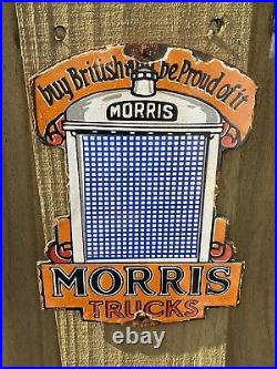 Vintage Morris Trucks Porcelain Sign British UK Auto Maker Dealership Gas Oil