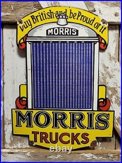 Vintage Morris Trucks Porcelain Sign Old British Automobile Display Petroliana