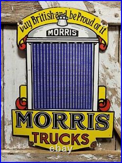 Vintage Morris Trucks Porcelain Sign Old British Automobile Display Petroliana