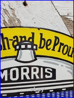 Vintage Morris Trucks Porcelain Sign Old British Automobile Display Petroliana